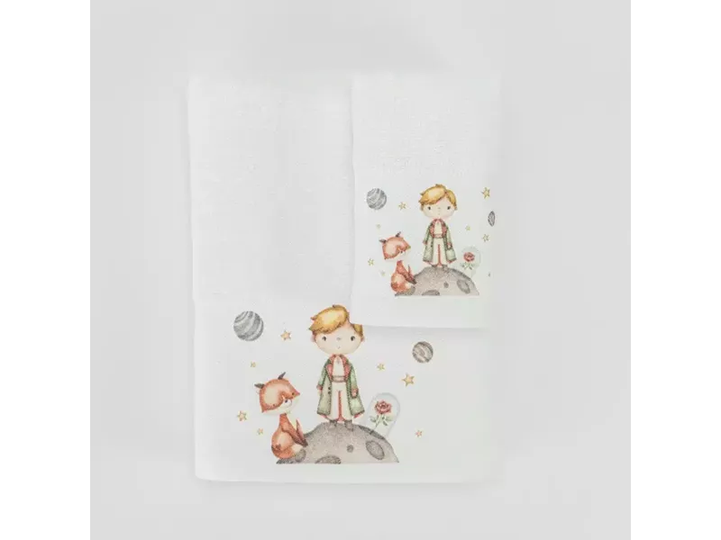 Πετσέτες Σετ 2ΤΜΧ Little Prince Λευκό 70 x 120 / 30 x 50 cm