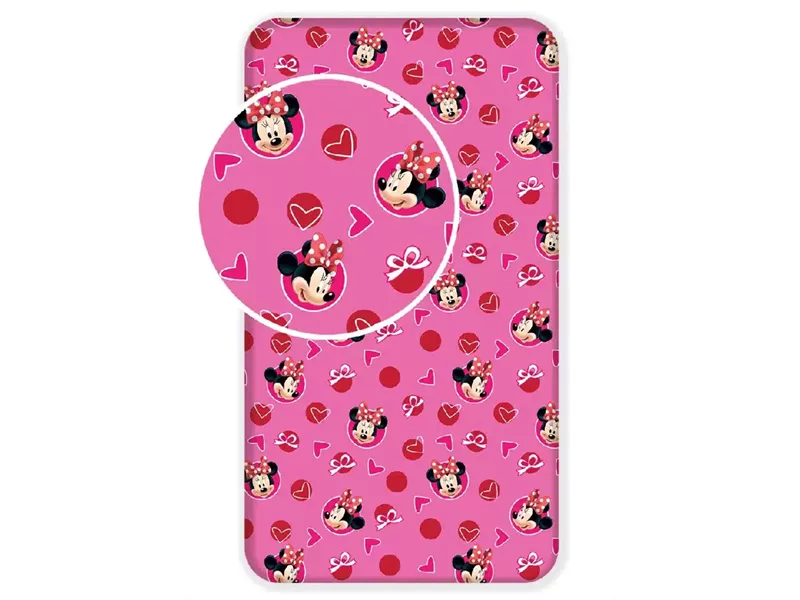 Σεντόνι Βαμβακερό Minnie Heart Μονό Με Λάστιχο Φουξ 90 x 200 cm + 25 cm