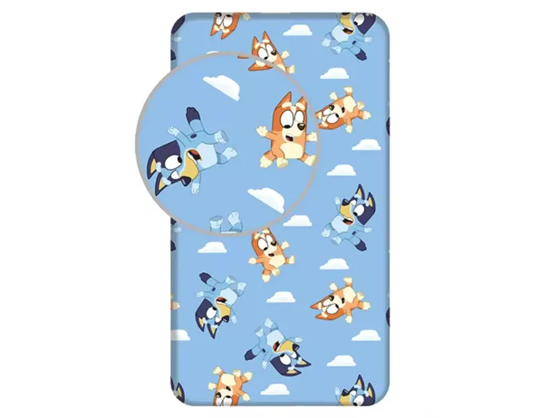 Σεντόνι Βαμβακερό Bluey Μονό Με Λάστιχο Σιέλ 90 x 200 cm + 25 cm