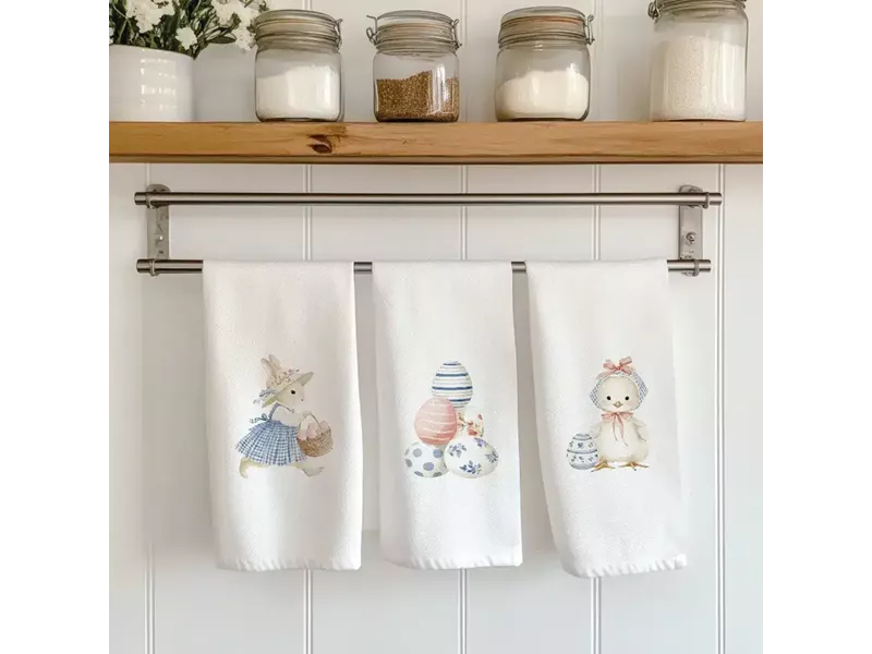 Ποτηρόπανα Κουζίνας BunnyBloom Σετ 3ΤΜΧ Λευκό (3) 50 x 70 cm