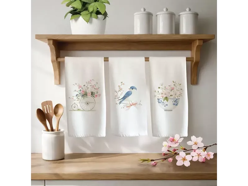 Ποτηρόπανα Κουζίνας Jardin Σετ 3ΤΜΧ Λευκό (3) 50 x 70 cm