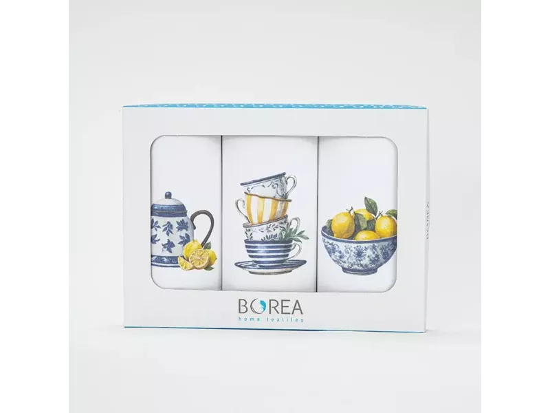 Ποτηρόπανα Κουζίνας Lemons Σετ 3ΤΜΧ Λευκό (3) 50 x 70 cm