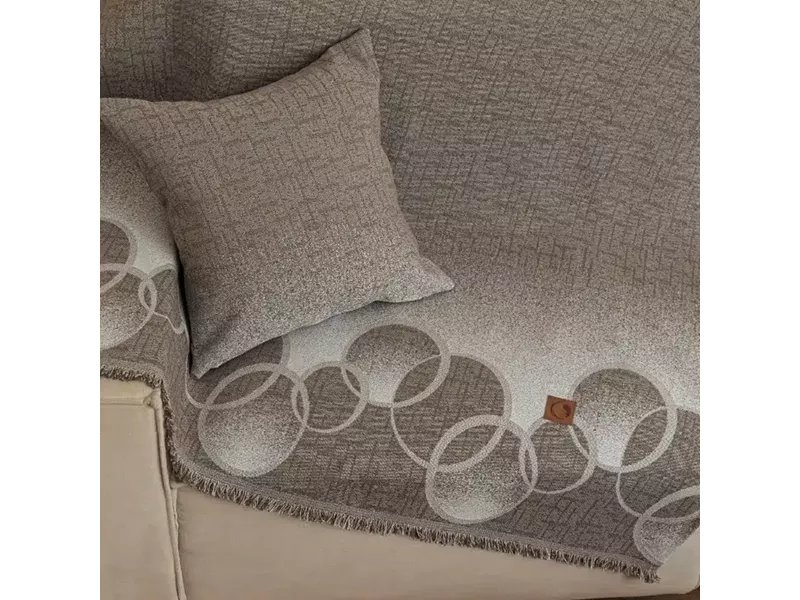 Ριχτάρι Βαμβακερό Διθέσιο Κύκλοι Καφέ 180 x 250 cm