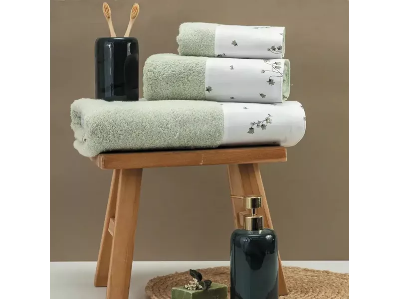 Πετσέτες Σετ 3ΤΜΧ Campanula Φυστικί 70 x 140 / 50 x 90 / 30 x 50 cm