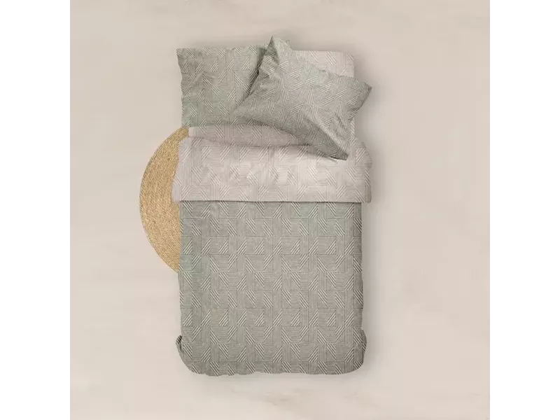 Σεντόνια Εμπριμέ Σετ Doric Μονά Λαδί (2) 160 x 240 cm + 50 x 70 cm
