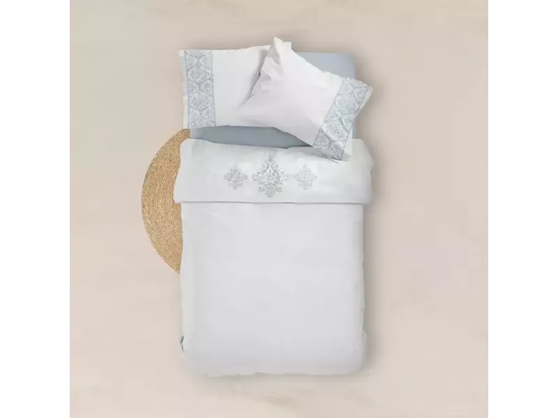 Σεντόνι Digital Print Σετ Damask Υπέρδιπλο Λευκό 220 x 240 cm + (2) 50 x 70 cm
