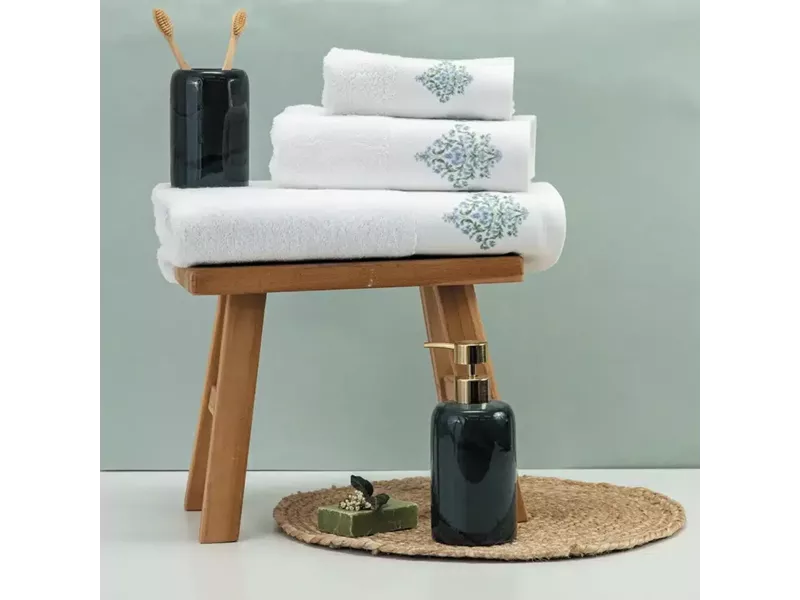 Πετσέτες Σετ 2ΤΜΧ Damask Λευκό 50 x 90 / 30 x 50 cm