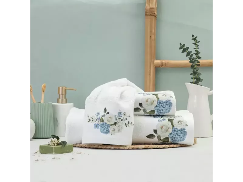 Πετσέτες Σετ 3ΤΜΧ Hortensia Λευκό 70 x 140 / 50 x 90 / 30 x 50 cm