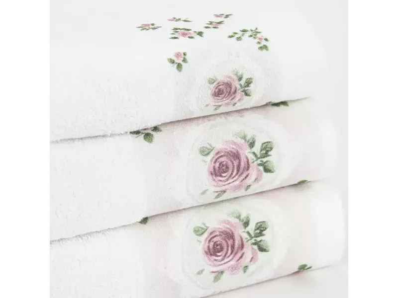 Πετσέτες Σετ 2ΤΜΧ Wildrose Λευκό 50 x 90 / 30 x 50 cm