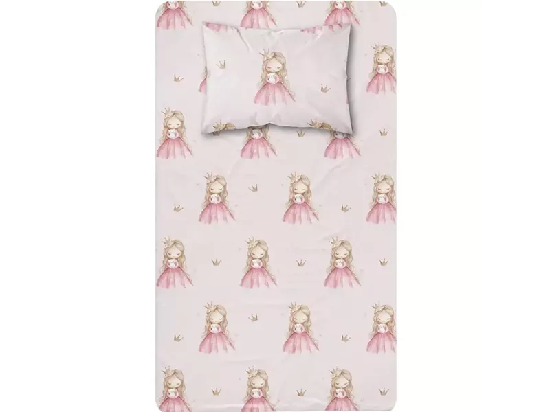 Σεντόνι Σετ 2ΤΜΧ Little Queen Moνό Ροζ 160 x 240 cm + 50 x 70 cm