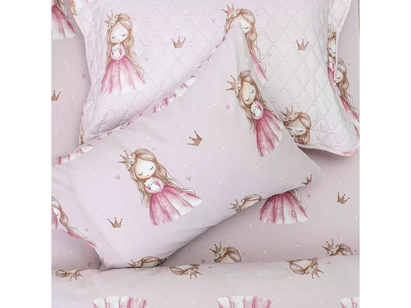 Σεντόνια Σετ Little Queen Moνό Ροζ (2) 160 x 240 cm + 50 x 70 cm