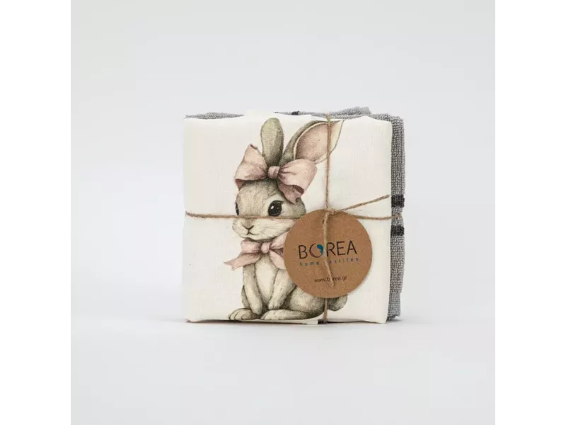 Ποτηρόπανα Κουζίνας Pink Rabbit Σετ 2ΤΜΧ Διάφορα χρώματα 40 x 65 cm + 65 x 65 cm