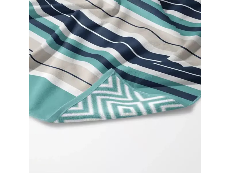 Πετσέτα Θαλάσσης Microfiber Quick Dry Stripes Πετρόλ 90 x 180 cm