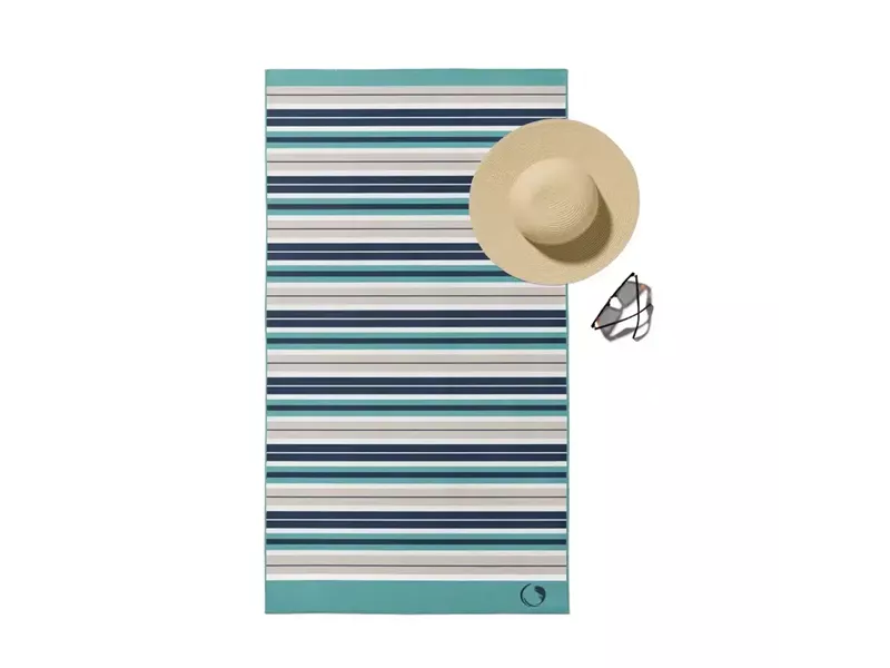 Πετσέτα Θαλάσσης Microfiber Quick Dry Stripes Πετρόλ 90 x 180 cm