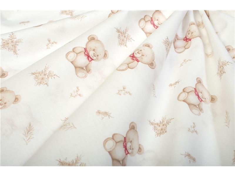 Σεντονάκι Λίκνου bebe Newborn Bear 716 80x110 White-Beige 100% Cotton