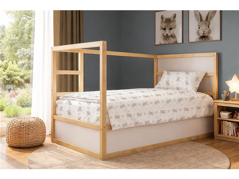 Σεντόνια Εμπριμέ Σετ 2 τεμ kids Newborn Bear 717 160x240 White-Grey 100% Cotton