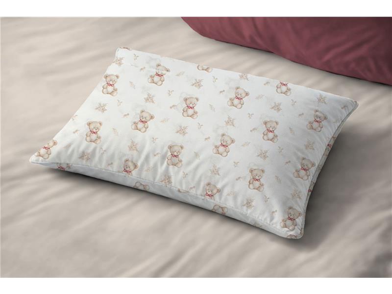 Μαξιλαροθήκη Εμπριμέ kids Newborn Bear 716 50x70 White-Beige 100% Cotton
