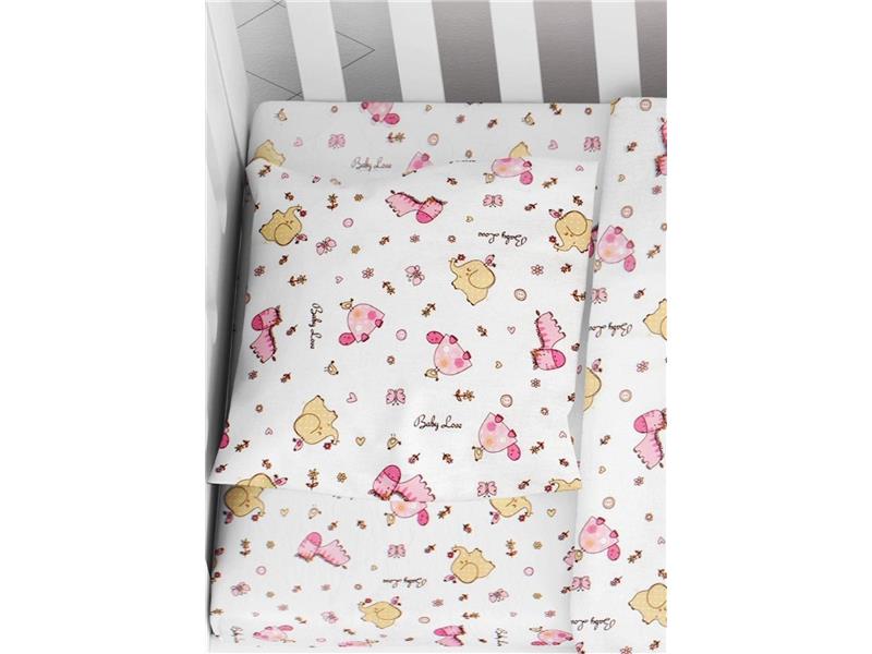 Μαξιλαροθήκη Εμπριμέ bebe Elephant 072 35X45 White-Pink 100% Cotton Flannel