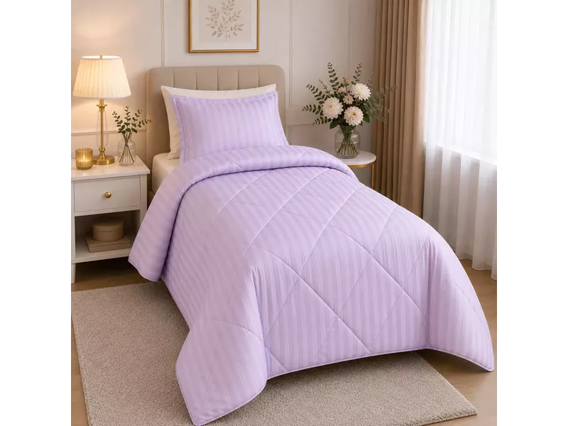 Πάπλωμα Σατέν Ριγέ Μονό 160x240 Lilac