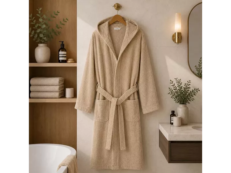 Μπουρνούζι Με Κουκούλα Beige