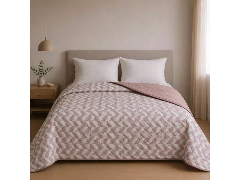 Κουβερλι Υπέρδιπλα 220x240 Pied De Poule Beige