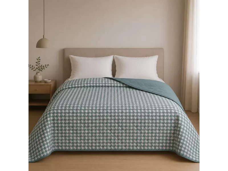 Κουβερλι Υπέρδιπλα 220x240 Pied De Poule Beige