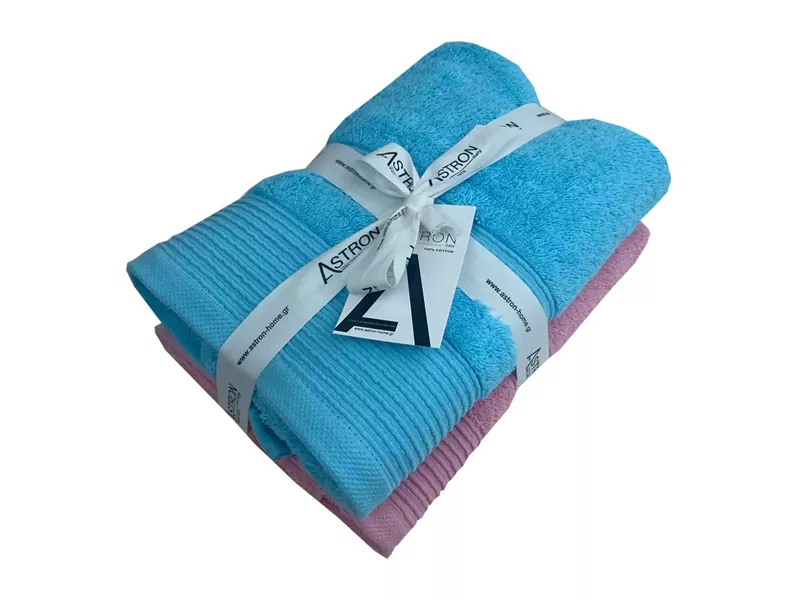 Πετσέτες Προσώπου Σετ 2 Τεμαχίων Pink Turquoise