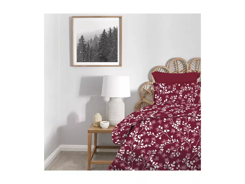 Σετ Σεντόνια 2Χ(1.75Χ2,60) + 1Χ(52Χ72) Daisy Red Wine