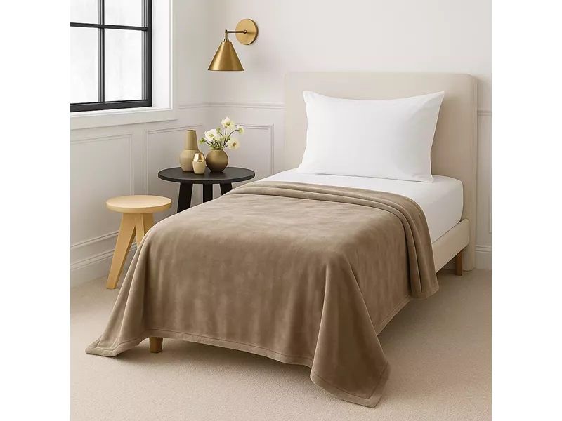 Κουβέρτα βελουτέ Μονή Beige