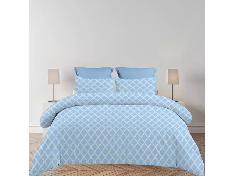 Σετ Σεντόνια Υπέρδιπλα Με Λάστιχο (160x200+40) Lucia Blue