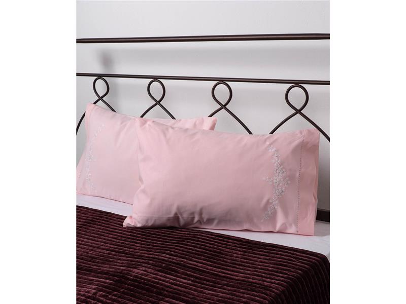 Βαμβακερή μαξιλαροθήκη με ροκοκό 311-6 (46cm x 70cm) ρόζ ζευγάρι