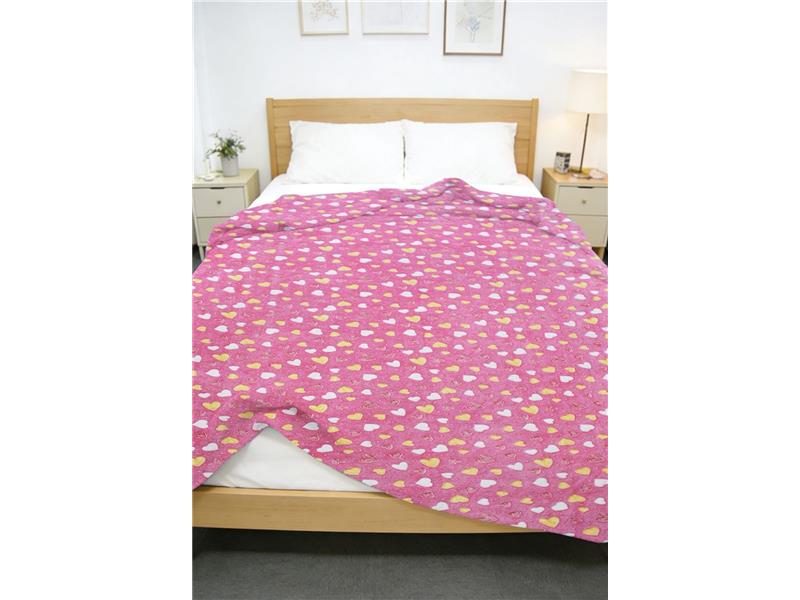 Κουβέρτα Fleece φωσφορίζουσα Hearts 175x225 Pink 100% Polyester