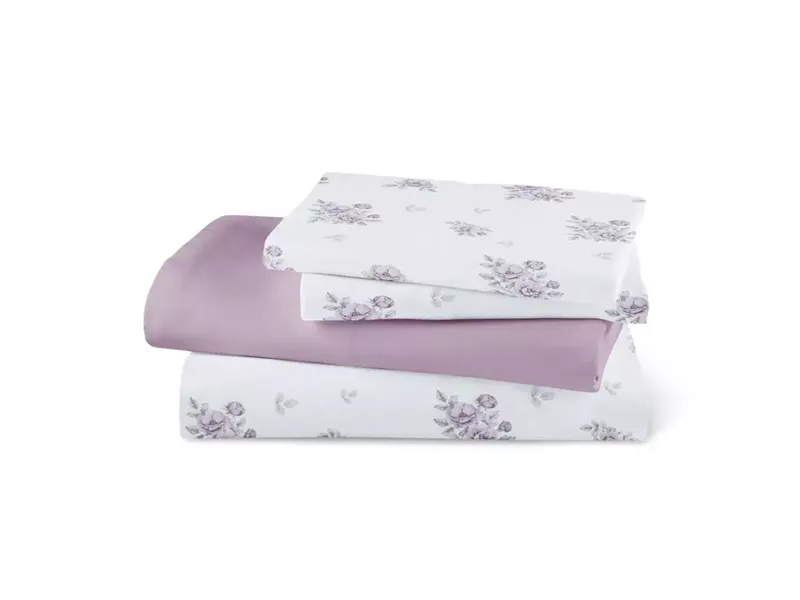 Σεντόνια Εμπριμέ Σετ Primrose Υπέρδιπλα Μωβ (2) 240 x 260 cm + (2) 50 x 70 cm