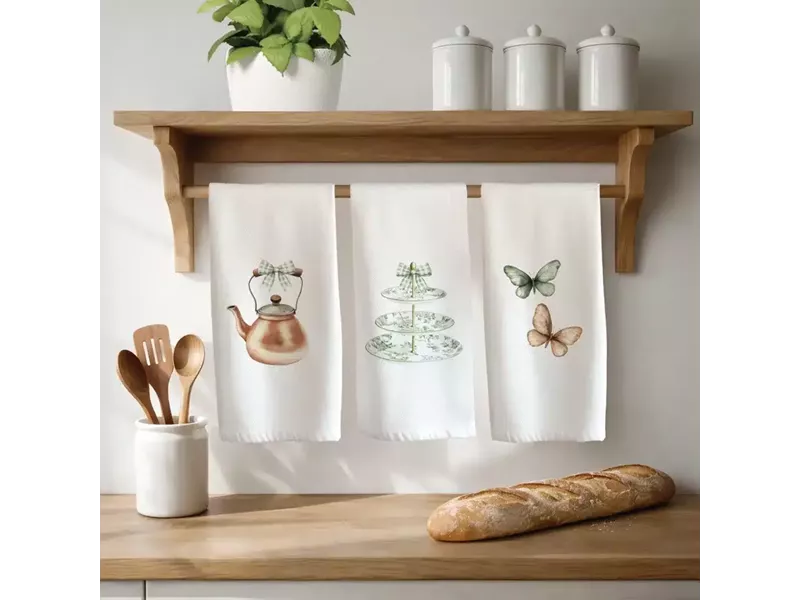 Ποτηρόπανα Κουζίνας EnglishTea Σετ 3ΤΜΧ Λευκό (3) 50 x 70 cm