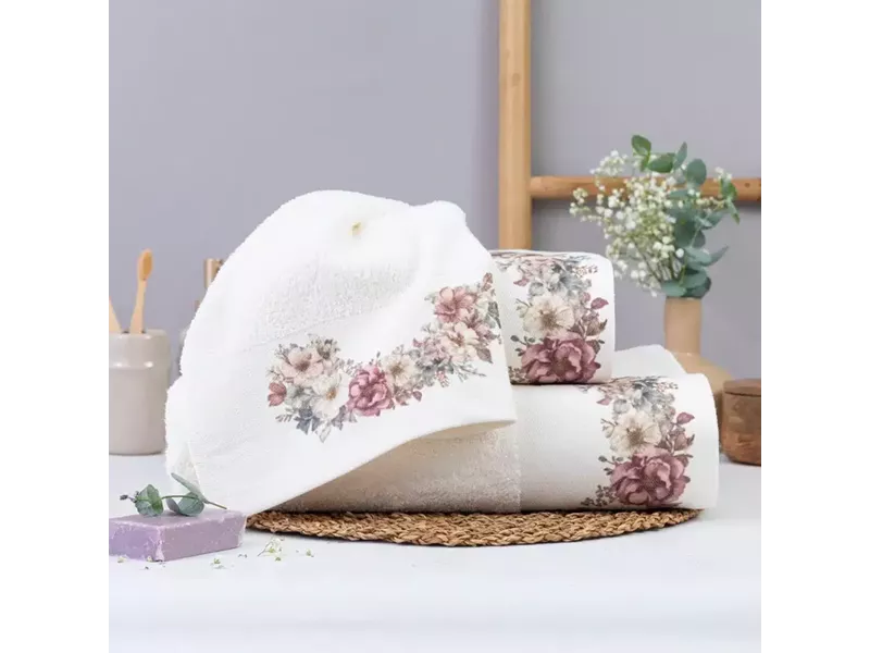 Πετσέτες Σετ 3ΤΜΧ RoseMist Εκρού 70 x 140 / 50 x 90 / 30 x 50 cm