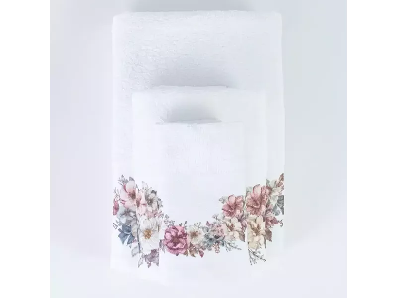 Πετσέτες Σετ 3ΤΜΧ RoseMist Λευκό 70 x 140 / 50 x 90 / 30 x 50 cm