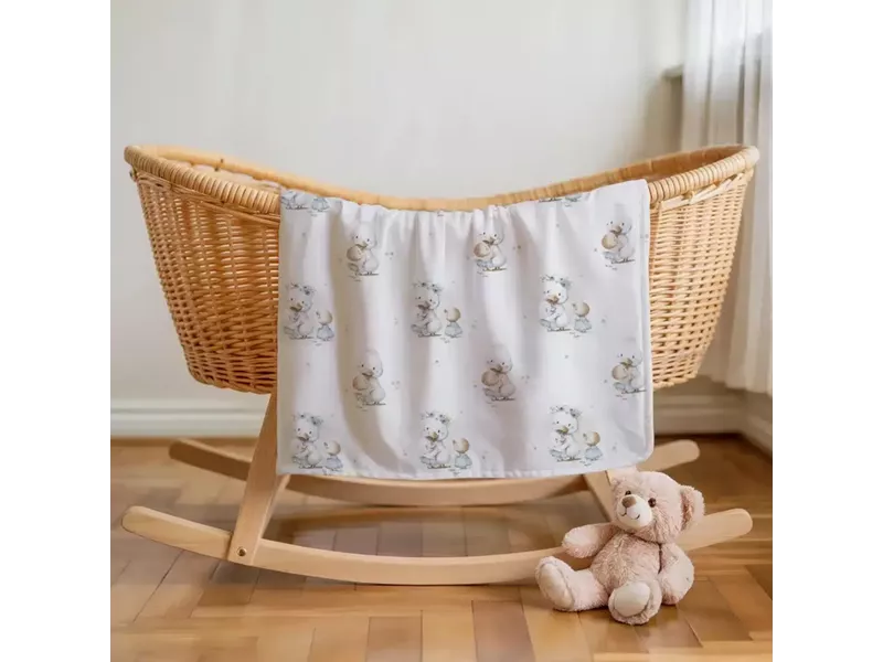 Σεντόνια Λίκνου Φανελένια Σετ Ducky Σιέλ (2) 70 x 120 cm