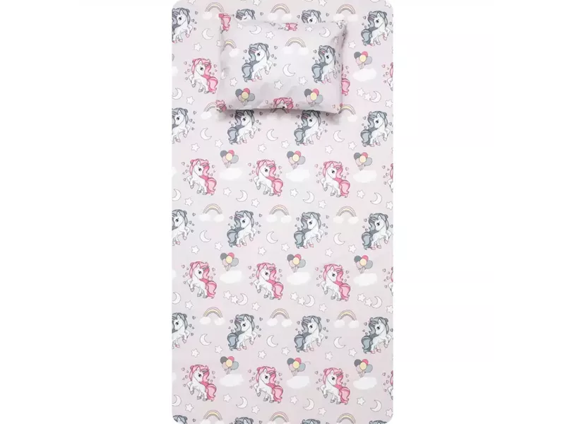 Σεντόνι Σετ 2ΤΜΧ Pony Μονό Ροζ 160 x 240 cm + 50 x 70 cm