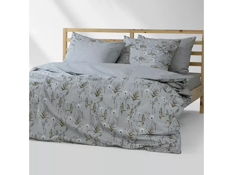 LINO Σετ Παπλωματοθήκη Υπέρδιπλη (220X240) Verde Ασημί