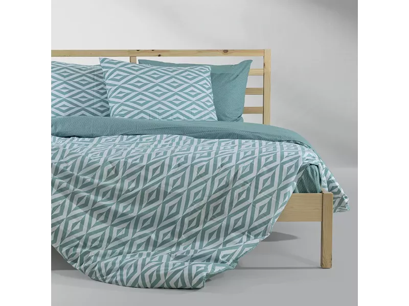 LINO Σετ Παπλωματοθήκη Υπέρδιπλη (220X240) Ikat Μέντα
