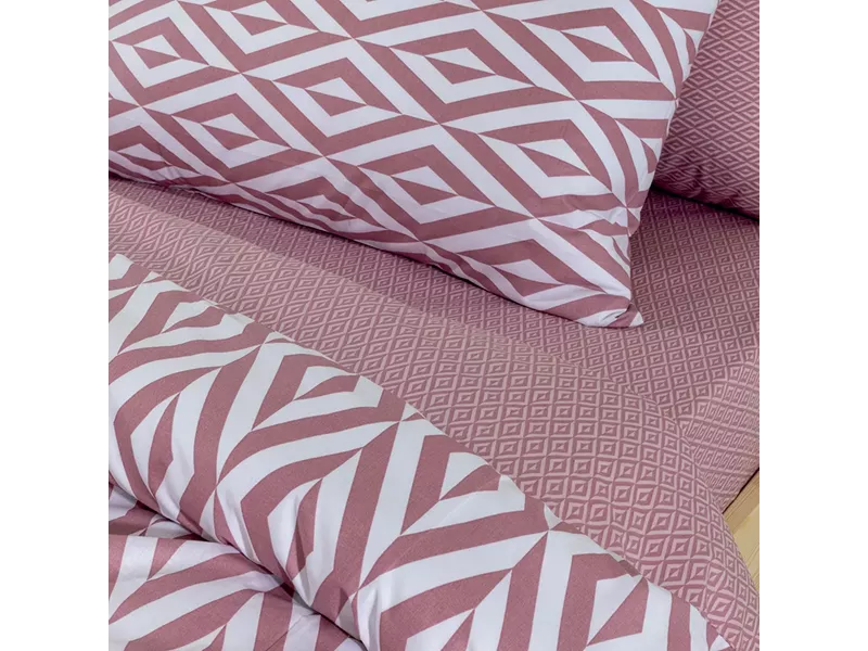 LINO Σετ Παπλωματοθήκη Μονή (160X240) Ikat Dusty Pink