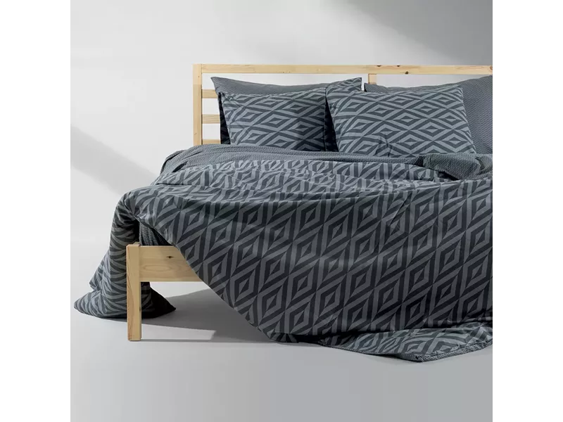 LINO Σετ Σεντόνια Μονά (170x260) Ikat Σκούρο Γκρι