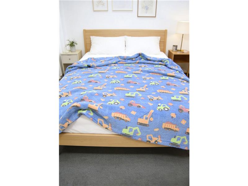 Κουβέρτα Fleece φωσφορίζουσα Bulldozer 175x225 Blue 100% Polyester