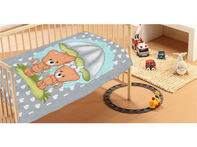 ΚΟΥΒΕΡΤΑ ΒΡΕΦ Βελουτέ polyester 110Χ140 Rainy Bears 07 Grey