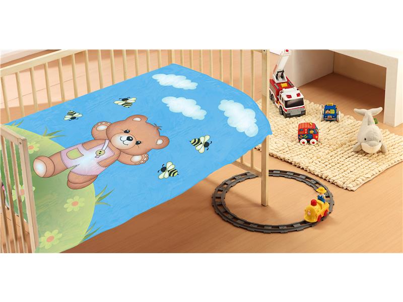 ΚΟΥΒΕΡΤΑ ΒΡΕΦ Βελουτέ polyester 110Χ140 Teddy Bear 01 Sky blue