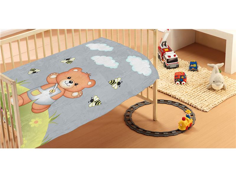 ΚΟΥΒΕΡΤΑ ΒΡΕΦ Βελουτέ polyester 110Χ140 Teddy Bear 03 Grey