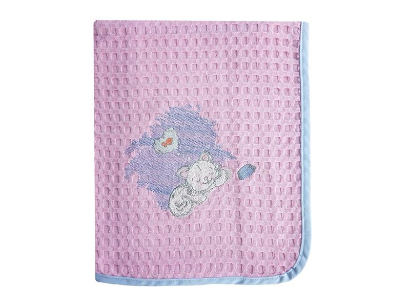 ΚΟΥΒΕΡΤΑ ΠΙΚΕ ΒΡΕΦ Cotton 100% 80Χ110 ΓΑΤΑΚΙ 127 ΡΟΖ/ΣΙΕΛ