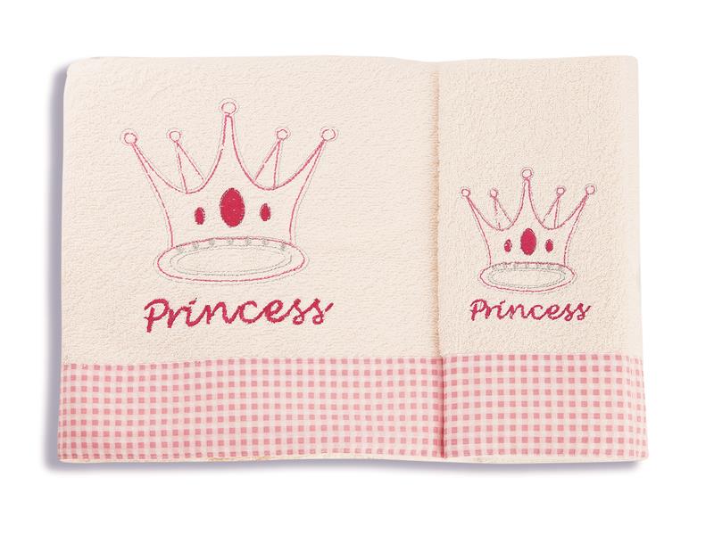 ΠΕΤΣΕΤΑ ΣΕΤ 2 τεμ ΒΡΕΦ Cotton 100% 30X50,70X140 PRINCESS 34 ΕΚΡΟΥ/ΡΟΖ