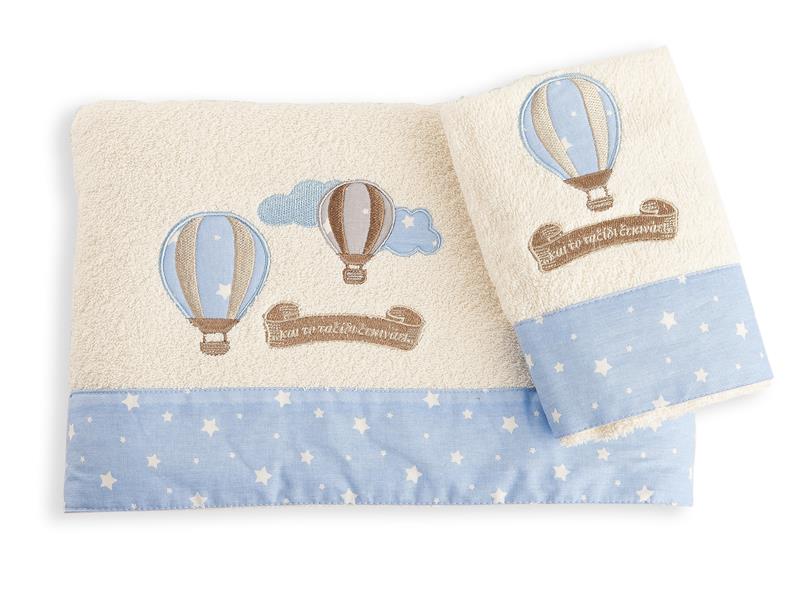 ΠΕΤΣΕΤΑ ΣΕΤ 2 τεμ ΒΡΕΦ Cotton 100% 30X50,70X140 ΑΕΡΟΣΤΑΤΟ 04 ΕΚΡΟΥ/ΣΙΕΛ