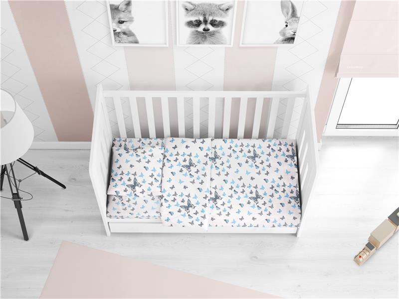 ΣΕΝΤΟΝΙΑ ΕΜΠΡΙΜΕ ΣΕΤ 3 τεμ ΒΡΕΦ Cotton 100% 120Χ160 Butterfly 56 Sky blue